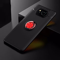 Coque Ultra Fine Silicone Souple Housse Etui avec Support Bague Anneau Aimante Magnetique pour Xiaomi Poco X3 Pro Rouge et Noir