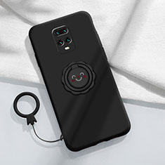Coque Ultra Fine Silicone Souple Housse Etui avec Support Bague Anneau Aimante Magnetique pour Xiaomi Redmi 10X 5G Noir