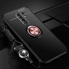 Coque Ultra Fine Silicone Souple Housse Etui avec Support Bague Anneau Aimante Magnetique pour Xiaomi Redmi 9 Or et Noir