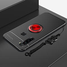 Coque Ultra Fine Silicone Souple Housse Etui avec Support Bague Anneau Aimante Magnetique pour Xiaomi Redmi Note 8 (2021) Rouge et Noir
