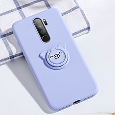 Coque Ultra Fine Silicone Souple Housse Etui avec Support Bague Anneau Aimante Magnetique pour Xiaomi Redmi Note 8 Pro Bleu