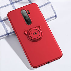 Coque Ultra Fine Silicone Souple Housse Etui avec Support Bague Anneau Aimante Magnetique pour Xiaomi Redmi Note 8 Pro Rouge