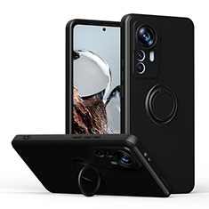 Coque Ultra Fine Silicone Souple Housse Etui avec Support Bague Anneau Aimante Magnetique QW1 pour Xiaomi Mi 12T 5G Noir