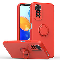 Coque Ultra Fine Silicone Souple Housse Etui avec Support Bague Anneau Aimante Magnetique QW1 pour Xiaomi Redmi Note 11 4G (2022) Rouge