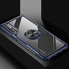 Coque Ultra Fine Silicone Souple Housse Etui avec Support Bague Anneau Aimante Magnetique R01 pour Huawei P20 Pro Bleu