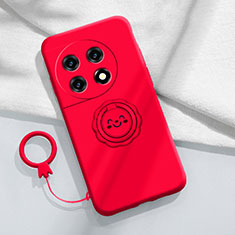 Coque Ultra Fine Silicone Souple Housse Etui avec Support Bague Anneau Aimante Magnetique S01 pour OnePlus 11R 5G Rouge