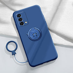 Coque Ultra Fine Silicone Souple Housse Etui avec Support Bague Anneau Aimante Magnetique S01 pour Oppo K9 5G Bleu