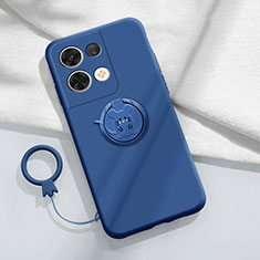 Coque Ultra Fine Silicone Souple Housse Etui avec Support Bague Anneau Aimante Magnetique S01 pour Oppo Reno8 Pro+ Plus 5G Bleu