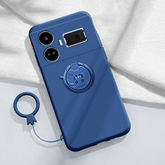 Coque Ultra Fine Silicone Souple Housse Etui avec Support Bague Anneau Aimante Magnetique S01 pour Realme GT Neo5 5G Bleu