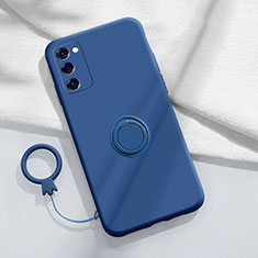 Coque Ultra Fine Silicone Souple Housse Etui avec Support Bague Anneau Aimante Magnetique S01 pour Samsung Galaxy S20 FE (2022) 5G Bleu