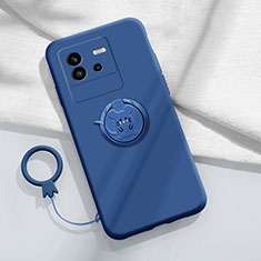 Coque Ultra Fine Silicone Souple Housse Etui avec Support Bague Anneau Aimante Magnetique S01 pour Vivo iQOO Neo6 5G Bleu