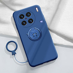 Coque Ultra Fine Silicone Souple Housse Etui avec Support Bague Anneau Aimante Magnetique S01 pour Vivo X90 5G Bleu