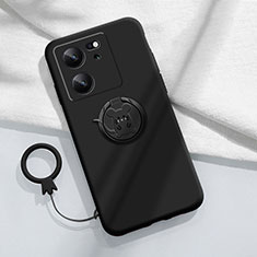 Coque Ultra Fine Silicone Souple Housse Etui avec Support Bague Anneau Aimante Magnetique S01 pour Xiaomi Mi 13T 5G Noir