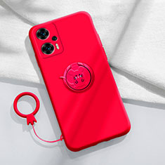 Coque Ultra Fine Silicone Souple Housse Etui avec Support Bague Anneau Aimante Magnetique S01 pour Xiaomi Poco F5 5G Rouge
