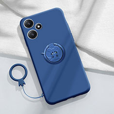 Coque Ultra Fine Silicone Souple Housse Etui avec Support Bague Anneau Aimante Magnetique S01 pour Xiaomi Redmi 12 5G Bleu