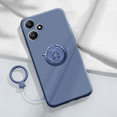 Coque Ultra Fine Silicone Souple Housse Etui avec Support Bague Anneau Aimante Magnetique S01 pour Xiaomi Redmi 12 5G Gris Lavende