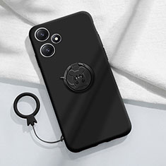 Coque Ultra Fine Silicone Souple Housse Etui avec Support Bague Anneau Aimante Magnetique S01 pour Xiaomi Redmi 12 5G Noir
