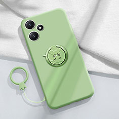 Coque Ultra Fine Silicone Souple Housse Etui avec Support Bague Anneau Aimante Magnetique S01 pour Xiaomi Redmi 12 5G Pastel Vert