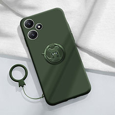 Coque Ultra Fine Silicone Souple Housse Etui avec Support Bague Anneau Aimante Magnetique S01 pour Xiaomi Redmi 12 5G Vert