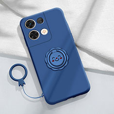 Coque Ultra Fine Silicone Souple Housse Etui avec Support Bague Anneau Aimante Magnetique S01 pour Xiaomi Redmi Note 13 5G Bleu