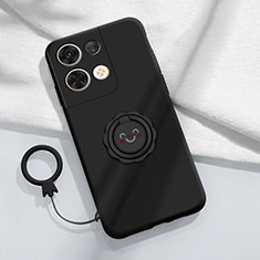 Coque Ultra Fine Silicone Souple Housse Etui avec Support Bague Anneau Aimante Magnetique S01 pour Xiaomi Redmi Note 13 5G Noir
