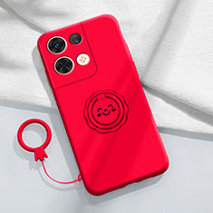 Coque Ultra Fine Silicone Souple Housse Etui avec Support Bague Anneau Aimante Magnetique S01 pour Xiaomi Redmi Note 13 5G Rouge
