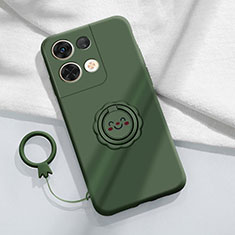 Coque Ultra Fine Silicone Souple Housse Etui avec Support Bague Anneau Aimante Magnetique S01 pour Xiaomi Redmi Note 13 5G Vert Nuit
