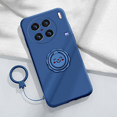 Coque Ultra Fine Silicone Souple Housse Etui avec Support Bague Anneau Aimante Magnetique S02 pour Vivo X90 5G Bleu