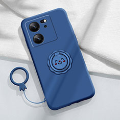 Coque Ultra Fine Silicone Souple Housse Etui avec Support Bague Anneau Aimante Magnetique S02 pour Xiaomi Mi 13T 5G Bleu