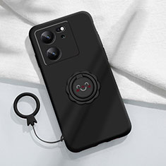 Coque Ultra Fine Silicone Souple Housse Etui avec Support Bague Anneau Aimante Magnetique S02 pour Xiaomi Mi 13T 5G Noir