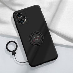 Coque Ultra Fine Silicone Souple Housse Etui avec Support Bague Anneau Aimante Magnetique S02 pour Xiaomi Poco F5 5G Noir