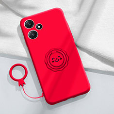 Coque Ultra Fine Silicone Souple Housse Etui avec Support Bague Anneau Aimante Magnetique S02 pour Xiaomi Redmi 12 5G Rouge