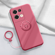 Coque Ultra Fine Silicone Souple Housse Etui avec Support Bague Anneau Aimante Magnetique S02 pour Xiaomi Redmi Note 13 Pro 5G Rouge