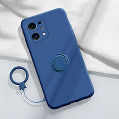 Coque Ultra Fine Silicone Souple Housse Etui avec Support Bague Anneau Aimante Magnetique S04 pour Oppo Find X5 5G Bleu
