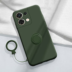 Coque Ultra Fine Silicone Souple Housse Etui avec Support Bague Anneau Aimante Magnetique S04 pour Xiaomi Redmi Note 13 Pro 5G Vert Nuit