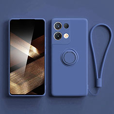 Coque Ultra Fine Silicone Souple Housse Etui avec Support Bague Anneau Aimante Magnetique S06 pour Xiaomi Redmi Note 13 Pro 5G Bleu