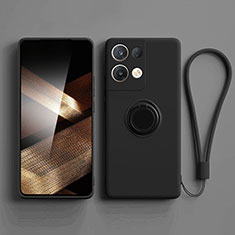 Coque Ultra Fine Silicone Souple Housse Etui avec Support Bague Anneau Aimante Magnetique S06 pour Xiaomi Redmi Note 13 Pro 5G Noir