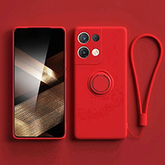 Coque Ultra Fine Silicone Souple Housse Etui avec Support Bague Anneau Aimante Magnetique S06 pour Xiaomi Redmi Note 13 Pro 5G Rouge
