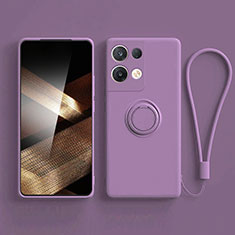 Coque Ultra Fine Silicone Souple Housse Etui avec Support Bague Anneau Aimante Magnetique S06 pour Xiaomi Redmi Note 13 Pro 5G Violet