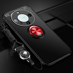 Coque Ultra Fine Silicone Souple Housse Etui avec Support Bague Anneau Aimante Magnetique SD1 pour Huawei Mate 60 Pro+ Plus Rouge et Noir