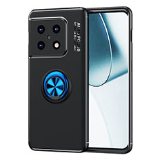 Coque Ultra Fine Silicone Souple Housse Etui avec Support Bague Anneau Aimante Magnetique SD1 pour OnePlus 10 Pro 5G Bleu et Noir
