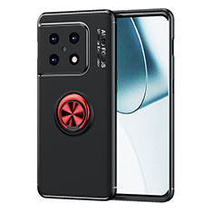 Coque Ultra Fine Silicone Souple Housse Etui avec Support Bague Anneau Aimante Magnetique SD1 pour OnePlus 10 Pro 5G Rouge et Noir