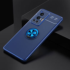 Coque Ultra Fine Silicone Souple Housse Etui avec Support Bague Anneau Aimante Magnetique SD1 pour Vivo X70 Pro 5G Bleu