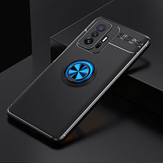 Coque Ultra Fine Silicone Souple Housse Etui avec Support Bague Anneau Aimante Magnetique SD1 pour Xiaomi Mi 11T 5G Bleu et Noir