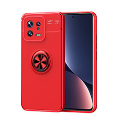 Coque Ultra Fine Silicone Souple Housse Etui avec Support Bague Anneau Aimante Magnetique SD1 pour Xiaomi Mi 13 5G Rouge
