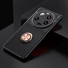 Coque Ultra Fine Silicone Souple Housse Etui avec Support Bague Anneau Aimante Magnetique SD1 pour Xiaomi Mi 13 Ultra 5G Or et Noir