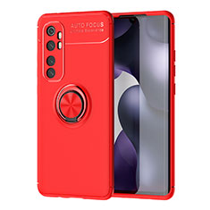 Coque Ultra Fine Silicone Souple Housse Etui avec Support Bague Anneau Aimante Magnetique SD1 pour Xiaomi Mi Note 10 Lite Rouge