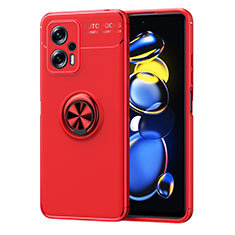 Coque Ultra Fine Silicone Souple Housse Etui avec Support Bague Anneau Aimante Magnetique SD1 pour Xiaomi Poco X4 GT 5G Rouge
