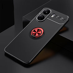 Coque Ultra Fine Silicone Souple Housse Etui avec Support Bague Anneau Aimante Magnetique SD1 pour Xiaomi Redmi 13C Rouge et Noir