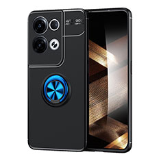 Coque Ultra Fine Silicone Souple Housse Etui avec Support Bague Anneau Aimante Magnetique SD1 pour Xiaomi Redmi Note 13 Pro 5G Bleu et Noir